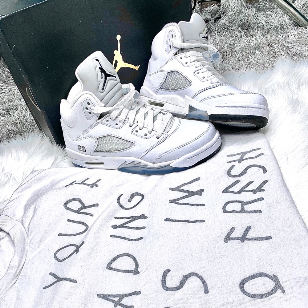 Jordan Retro 5 Metallic Shoes/Shirt Bundle 7Y